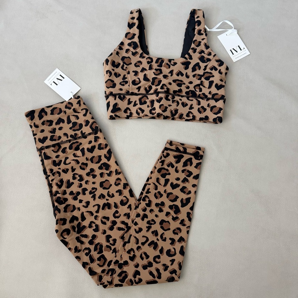 IVL Collective Leopard Print Leggings and Sports Bra Set